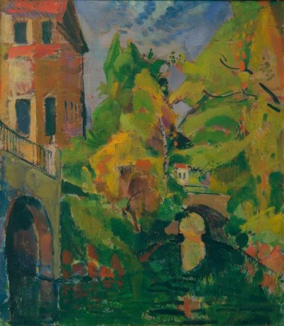 Königsallee Bridge with Boathouse by Oskar Moll